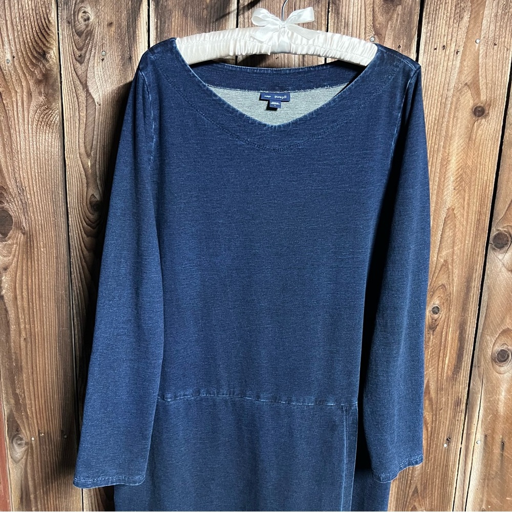 J.Jill Indigo Navy Blue Denim Look
PureJill Classic Faux Wrap Skirt Dress Sz L - Picture 6 of 13